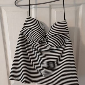 Black and white striped tankini
